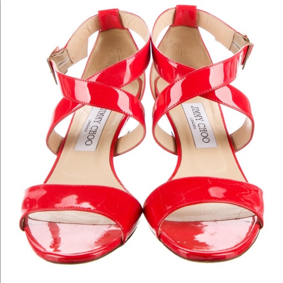 Jimmy Choo Patent Wedge Sandals - Picture 2 of 7